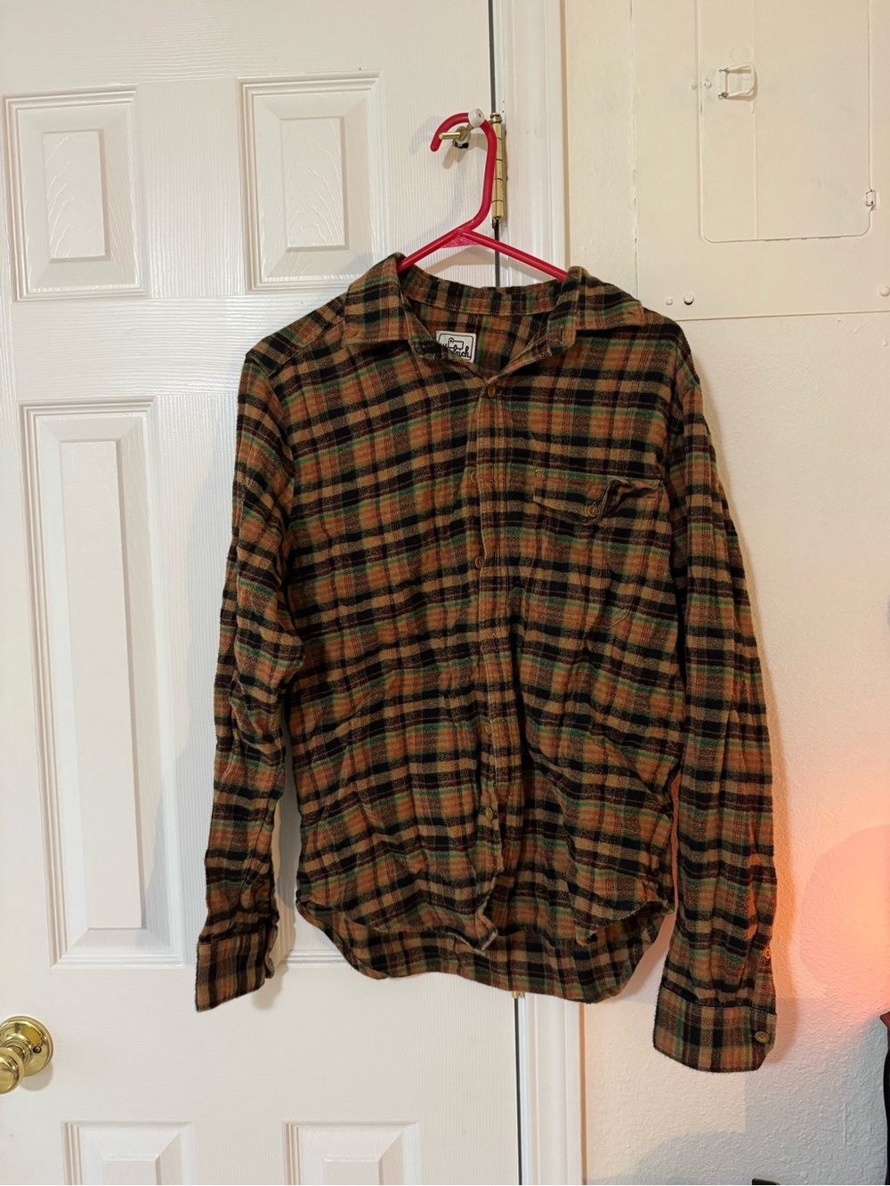 Woolrich Green and Brown Plaid Flannel Shirt